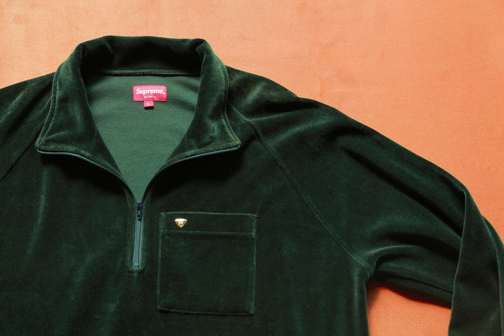 Supreme Green Velvet Half Zip-Up