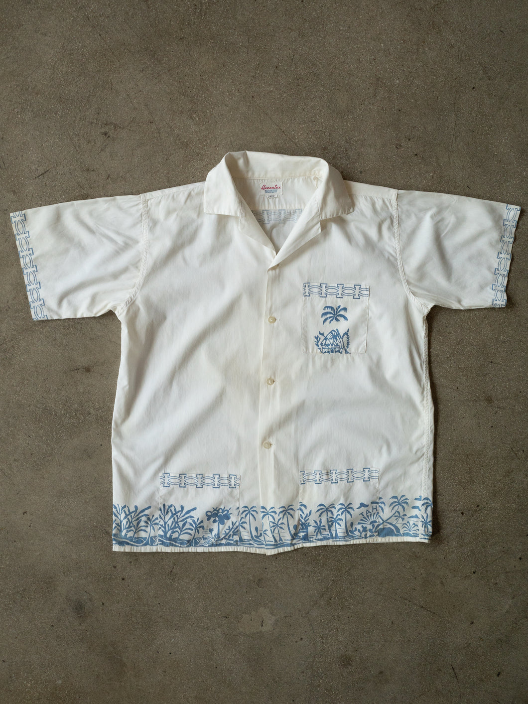 1950s Queentex Open Collar Button Up Shirt