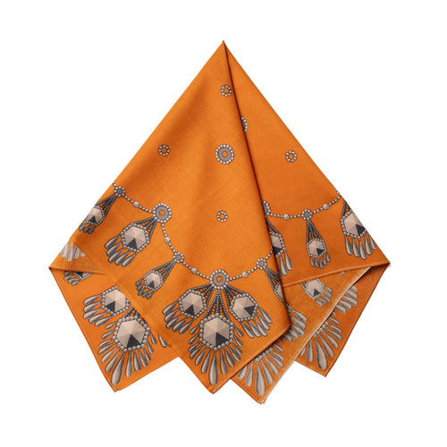 One Ear Brand “Filagree” tangerine 70 x 70cm Bandanna - Silverlake, Accessories - Vinatge, One Ear Brand - Designer