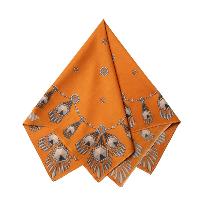 One Ear Brand “Filagree” tangerine 70 x 70cm Bandanna - Silverlake, Accessories - Vinatge, One Ear Brand - Designer