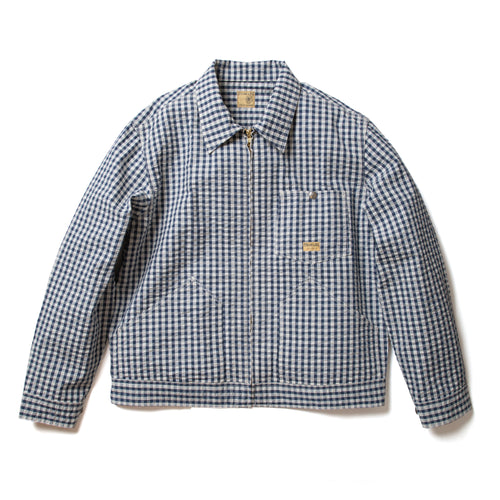 Fit's like a Hug Werk Jacket (Indigo Gingham Check Seersucker) - Silverlake, Tops - Vinatge, Fits Like A Hug - Designer