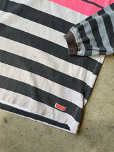 1990s Mock Neck Striped Long Sleeve Tee