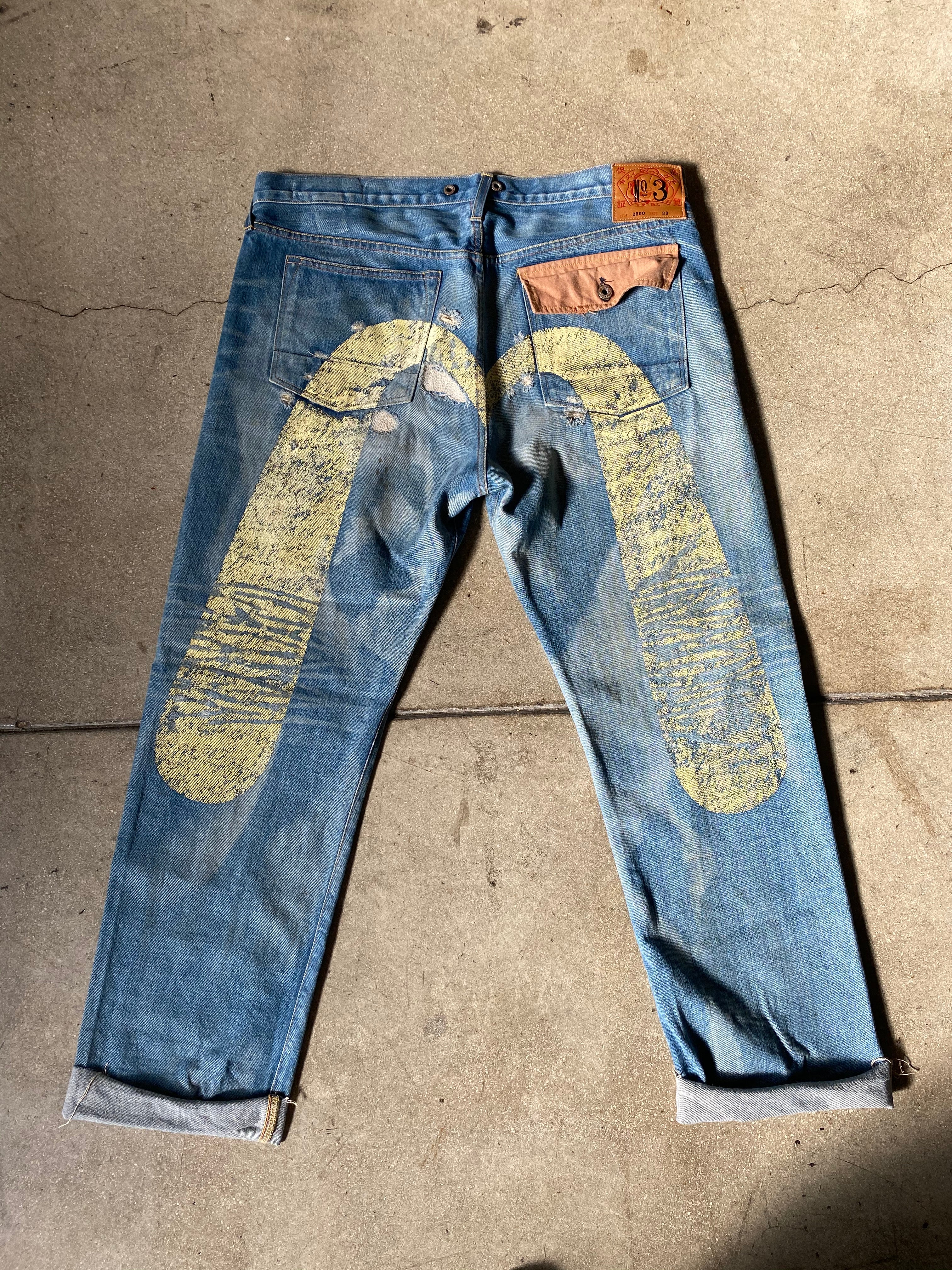 EVISU／lot5500／LIGHT BLUE／ビックペイント／ W35 Evisu Lot 5500 Light Blue Big Paint Denim Jeans W35 L35 27