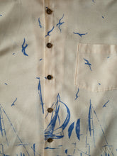 1960s Nautical Open Collar Button Up Shirt