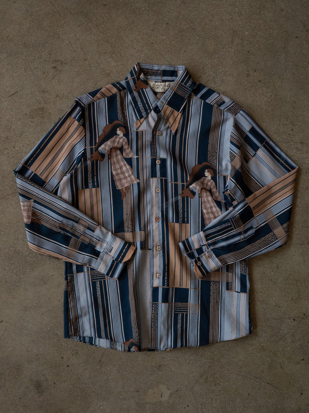 1970s Fleur De Roma Long Sleeve Button Up Shirt
