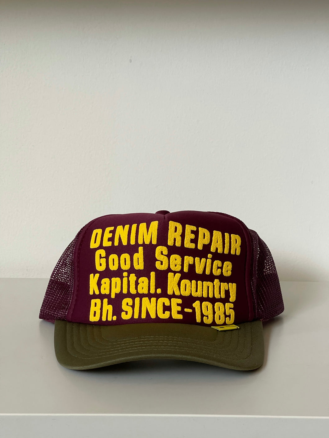 Kapital Kountry Denim Repair Trucker Hat Maroon/Green